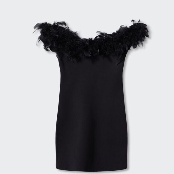 Mango off shoulder feather dress - Picture 8 of 8